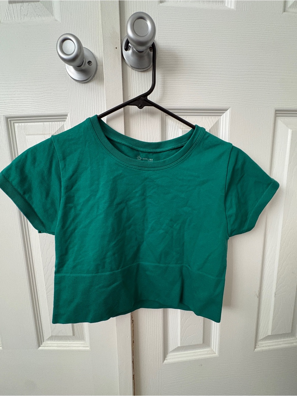 2! Selling one Offline by Aerie Green Cropped Tee and black sporty tee